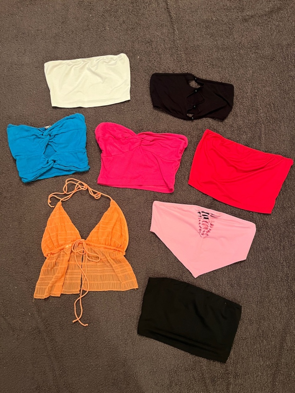 Bundle Mixed Cripped Tube Tops Bundle - Bright Multi-Color, set of 8